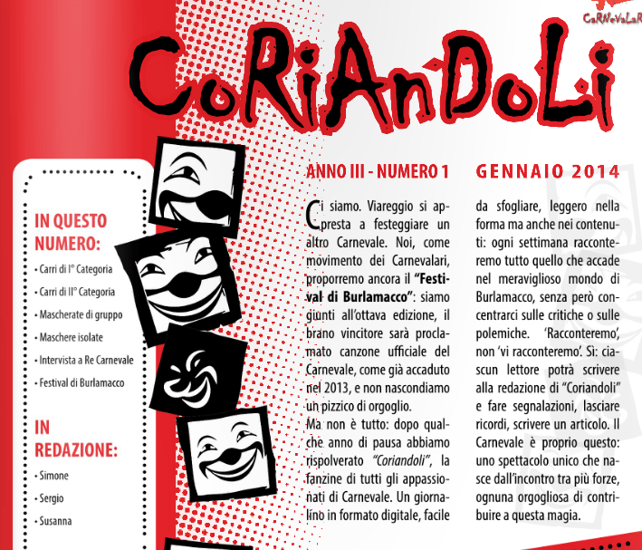 Torna Coriandoli, la “fanzine” dei Carnevalari